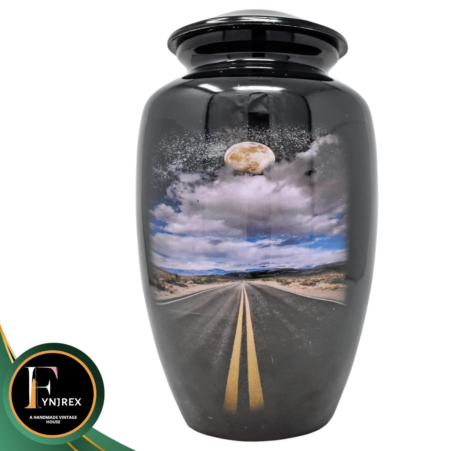 10-Inch Cremation Urn with Scenic Road Path Design – Large Memorial Urn 200 lb Capacity, for Human Ashes, Personal Tribute Keepsake