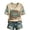 Khaki, variant on Womens Western Graphic V Neck Short Sleeve T Shirt Casual Relaxed Fit Cowboy Hat Boots Floral Skull Print Top