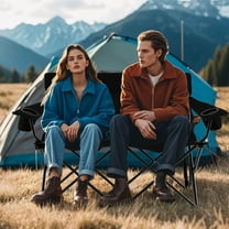 DRAZUNO 2-Person Outdoor Folding Loveseat with Cup Holders Armrests Carrying Bag