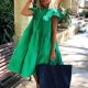 thumbnail image 2 of Vestido Suelto Con Volantes Lisos Y Cuello Redondo Informal de Verano Para Mujer Odeerbi ODB116327, 2 of 6