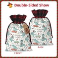 thumbnail image 2 of Cauagu Music Lover Dinosaur Print Christmas Linen Gift Bag,Christmas Goody Gift Bags with Plaid Drawstrings Xmas Presents Bags Holiday with Gift Tag Cards-Black, 2 of 8