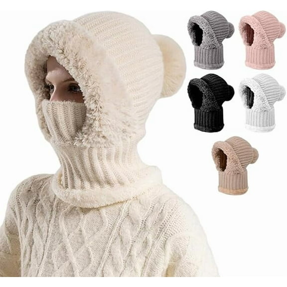 3 in 1 Beanie Hat For Women, Upgrade 3 in 1 Beanie Hat with Scarf and Mask, Fall Winter Warm Knitted Ski Scarf and Mask Set