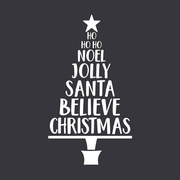 Vinyl Wall Art Decal - Christmas Tree Words - 39" x 22" - Christmas Holiday Seasonal Sticker - Home Apartment Wall Door Window Work Decor Decals (39" x 22", Black)