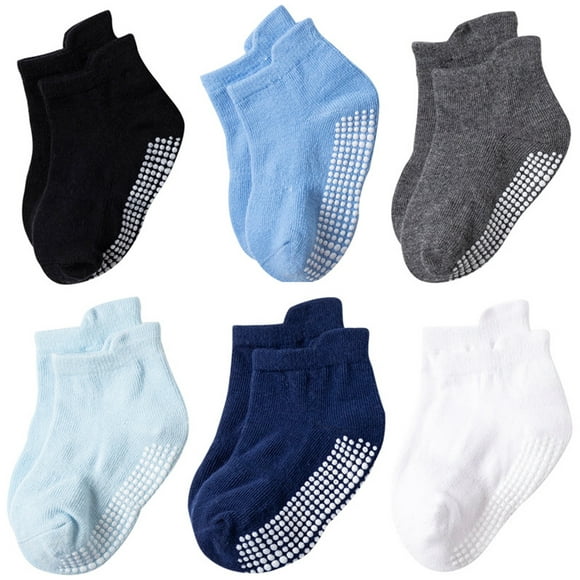 Baby Cotton Grip Sock Winter Warm Thick Non Slip Toddler Boy Girls Crew Socks For Children 6 Pairs