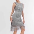 thumbnail image 5 of Women's Sequin Evening Gown 1920s Vintage Gatsby-Style Beaded Fringe Tank Evening Dress, 5 of 6