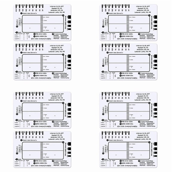 8pcs ECG 7 Step Ruler,ECG 7 Step Ruler for ECG/EKG Interpretation,ECG Reference Guide Ruler,EKG Calipers Measuring Tool,8 x ECG 7 Step Ruler (Shipped without )
