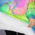 thumbnail image 3 of Oversized Wearable Blanket Hoodie,Colorful Tie Dye Pattern Sherpa Blanket Hoodie with Super Pockets,Super Warm Fuzzy Pullover for Women & Men, 3 of 6