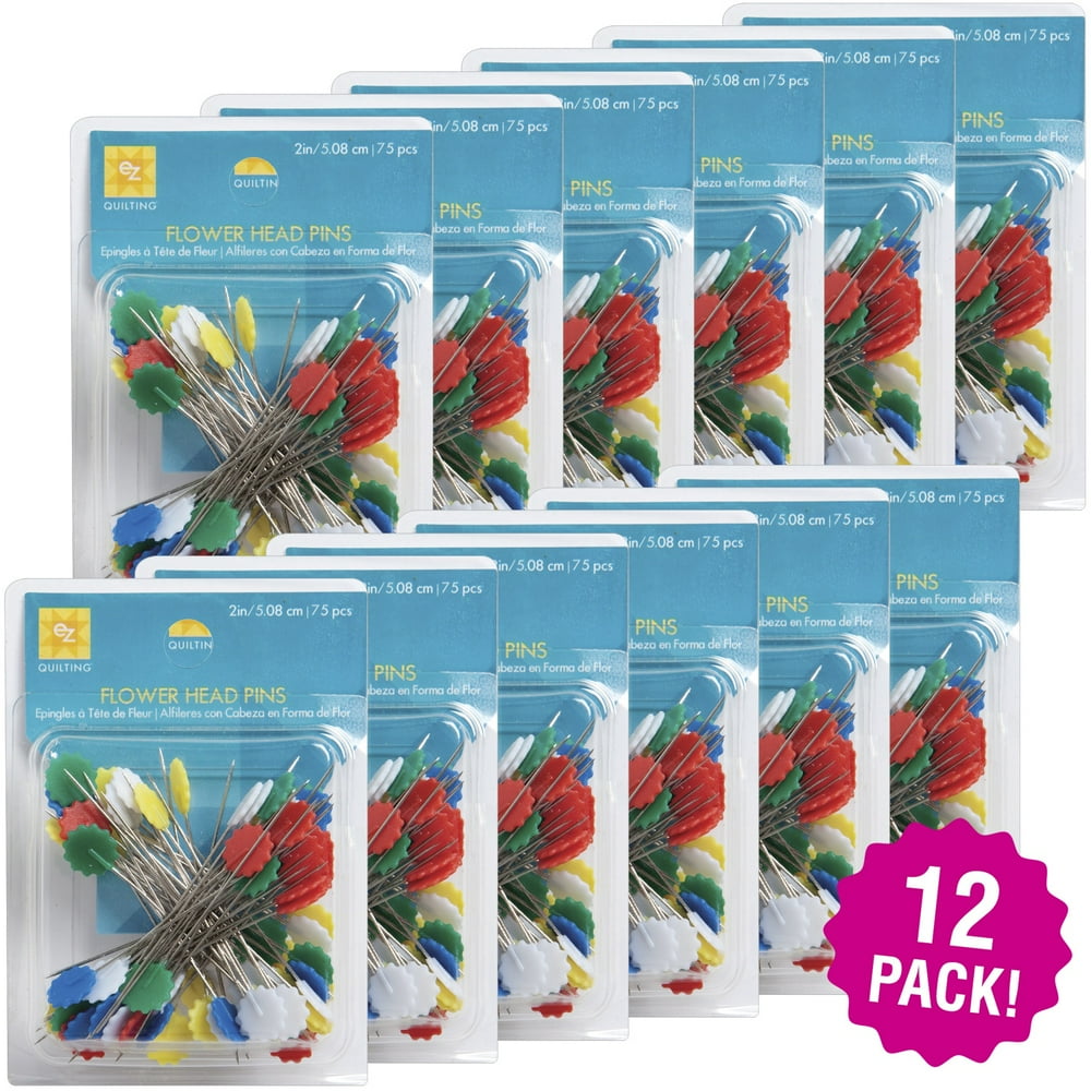 EZ Quilting Flower Head Pins Size 32 75 Count, Multipack of 12