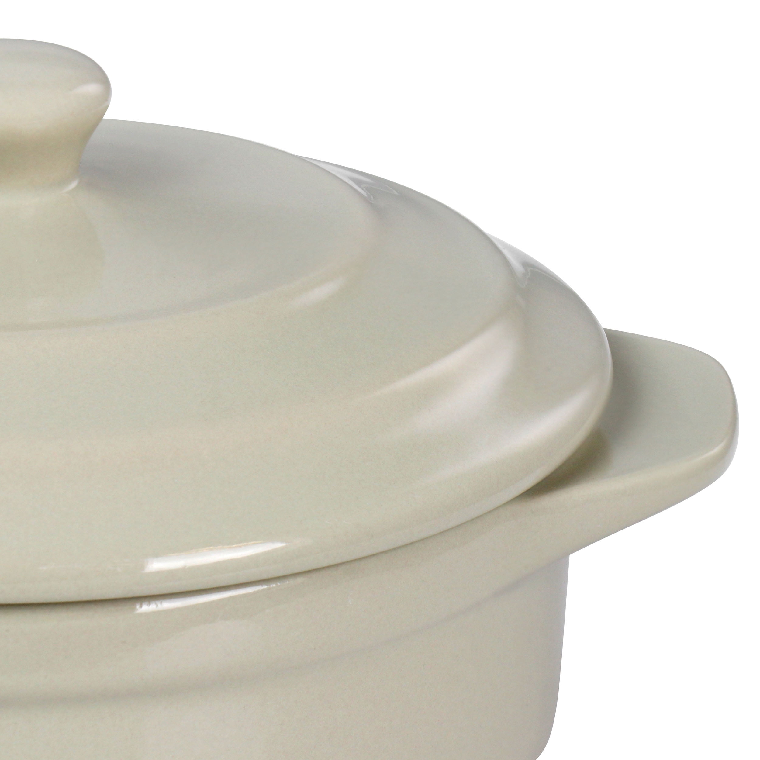 Martha Stewart Stoneware Round Mini Casserole with Lid in Beige