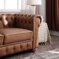 thumbnail image 5 of Onbeam 88" Chesterfield Sofa with Nailhead Trim - Faux Leather 3 Seater Sofa for Living Room - Brown, 5 of 9