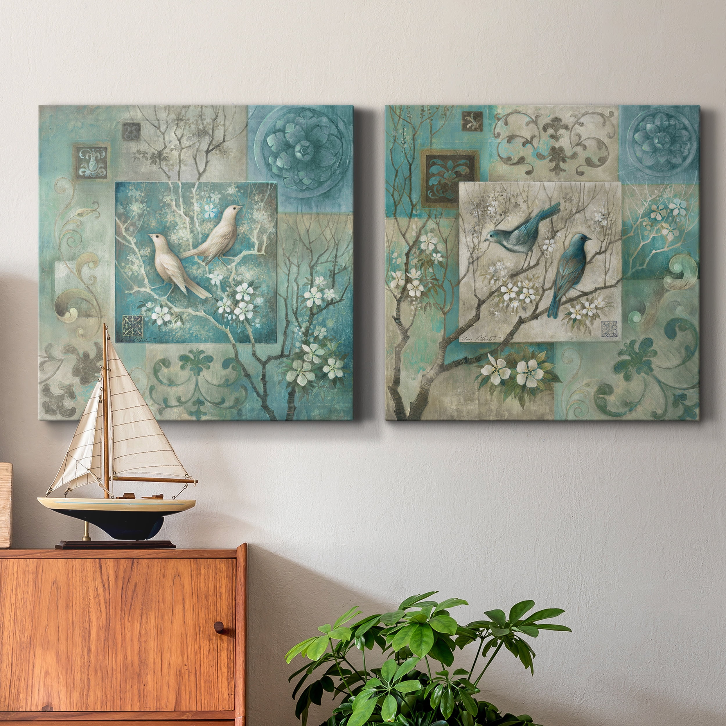 Arboretum Spring Song II - Premium Gallery Wrapped Canvas - Ready to Hang Set of 2 - 40 x 40 Each