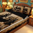 thumbnail image 3 of meiyoeat Vintage Deer Silhouette Zipper Twin Comforter Sets with Fitted Sheet and 2 Pillowcases, Rustic Paw Print Zipper Bedding Set For Boys Kids,Black Reversible,4-Piece, 3 of 7