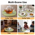 thumbnail image 2 of Green Wooden Grain Round 15 Inch Placemats Set of 4, Vintage Chic Geometric Gradient HeatResistant Non Slip Place Mats for Dining Table, Wipeable Braided Kitchen Table Mats for Housewarming, 2 of 9