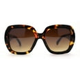 thumbnail image 3 of Lunettes de Soleil Rondes Minimalistes Épaisses en Plastique Grande Taille Écaille Marron, 3 of 4