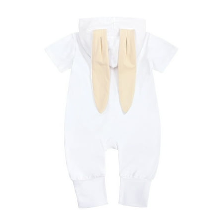 

DNDKILG Newborn Infant Baby Toddler Clothes Romper for Girl Boy Zip Up Hooded Jumpsuit White 0-18M