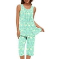 thumbnail image 2 of Lolmot Pajamas for Women Set Round Neck Sleeveless Floral Print Tops and Capri Pants Sleepwear Pjs Sets Loungewear Sets with Pockets, 2 of 5