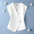 thumbnail image 2 of Plus Size Women's Solid Color Sleeveless Temperament Vest Casual Office Waistcoat Comfy Breathable Work Summer Holiday Outfits | CSEONE,White 2XL, 2 of 6