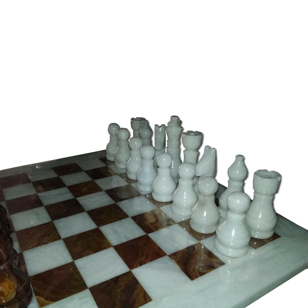 JT Handmade White and Oceanic Marble Chess Set Game Original 12 inches 