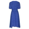 thumbnail image 4 of QUYUON Womens Beach Dresses Summer Casual V-Neck Short Sleeve Polka Dot Print Midi Dress with Belted High Low A-Line Flowy Dress Cocktail Party Knee Length Dress Sundress Style D-3846 Blue M, 4 of 8