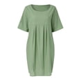 thumbnail image 4 of B91xZ Robes pour Femmes Col en V Décontracté Ample Fluide Robes, Vert L, 4 of 5