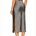 thumbnail image 5 of Sngxgn Women's Elegant High Waist A Line Flared Midi Skirt(Grey,L), 5 of 6