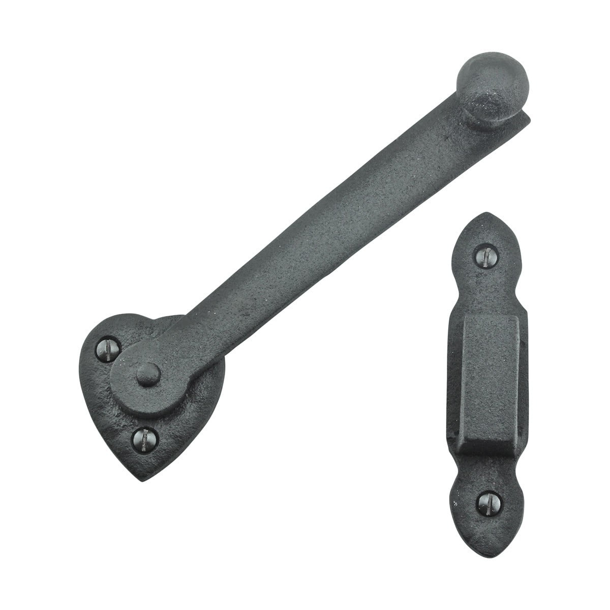 Black Wrought Iron Gate Flip Latch Decorative Antique Heart Style Medium to Light Duty 4" Tall Flip Door Locks Rust Resistant Latches w/Hardware Renovators Supply