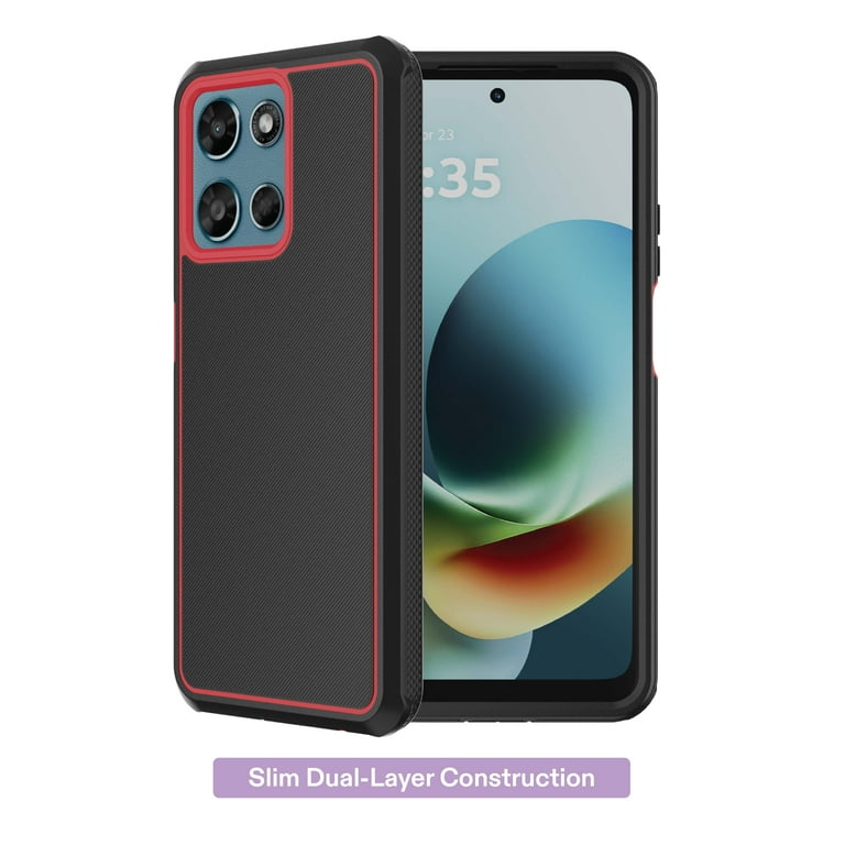 Onn Slim Rugged Phone Case for Motorola moto g Play (2026) - Red/Black