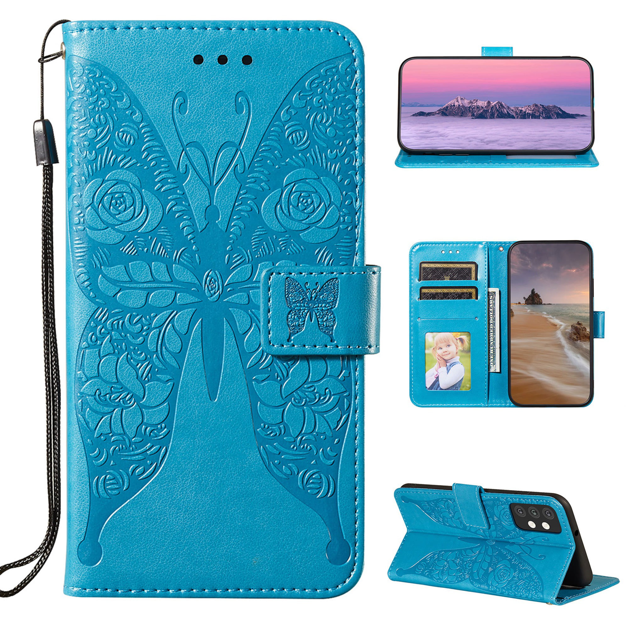 Case Protection Folding Bag Flip Cover Butterfly Wallet Bumper Cases 
