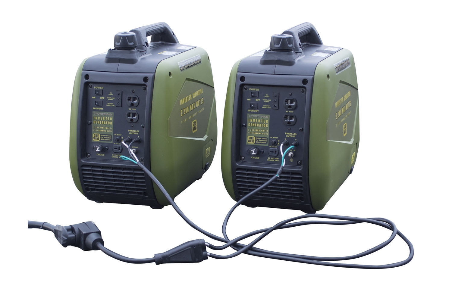 Offex 4400 Watt Gasoline Portable Inverter Generator Kit with 30 Amp Parallel Cable Green