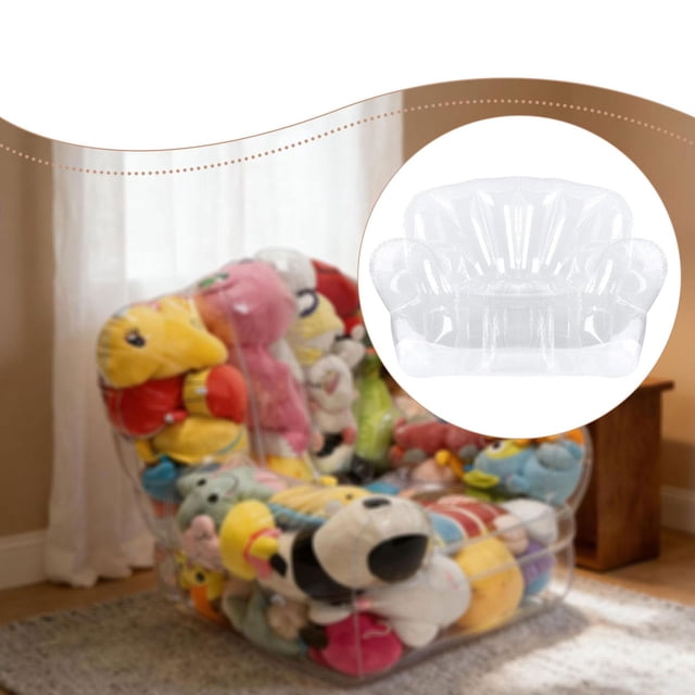 Funda transparente para puf de peluche, almacenamiento de juguetes de peluche de PVC, puf de almacenamiento para peluches. M