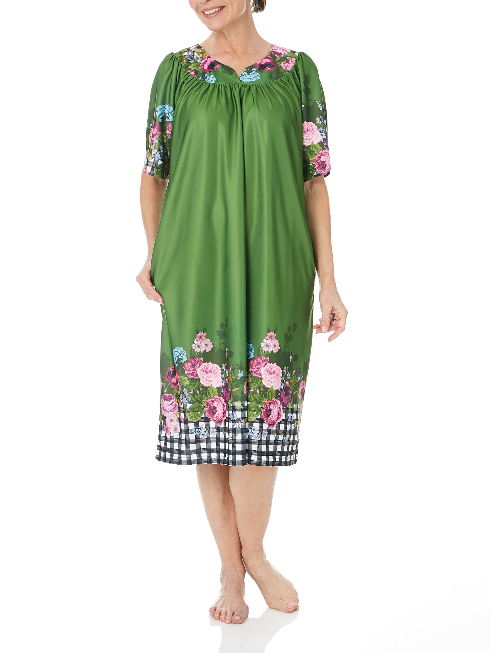 AmeriMark Women's Lounger House Dress Short Sleeve Patio Dress w/ Side