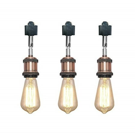 

FSLiving 3-Pack Retro Vintage Style Adjustable Titl Angle H-Type Track Head Lighting Red Bronze E26 Base Track Light Fixture for Gallery Loft Aisle Living Room Kitchen Bulb and Track Not Included