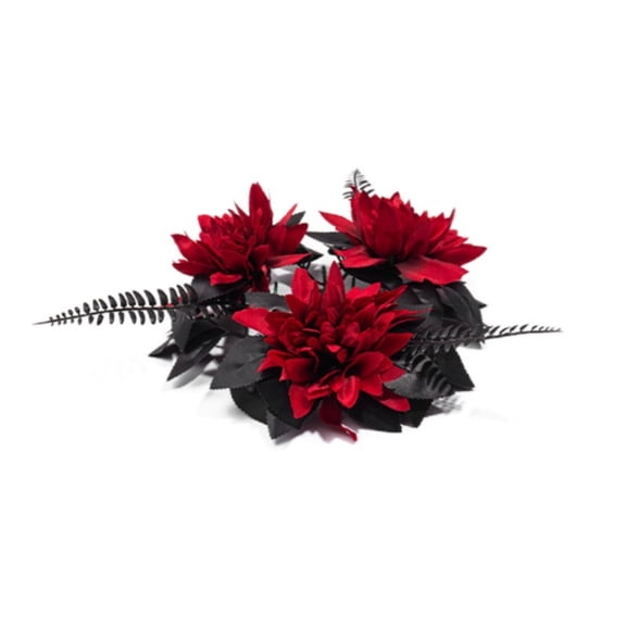 SLYNSHome Red Rose Berry Mini Candle Ring Wreath, Artificial Black Leaf Small Garland For Candle Table Mantel Indoor Fall Halloween Thanksgiving Farmhouse Tabletop Decor