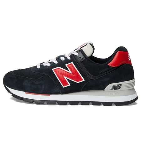 New Balance Classics 574D Rugged Sneakers for Men - Low Top Silhouette and Breathable Textile Lining Black/Red 14 D - Medium