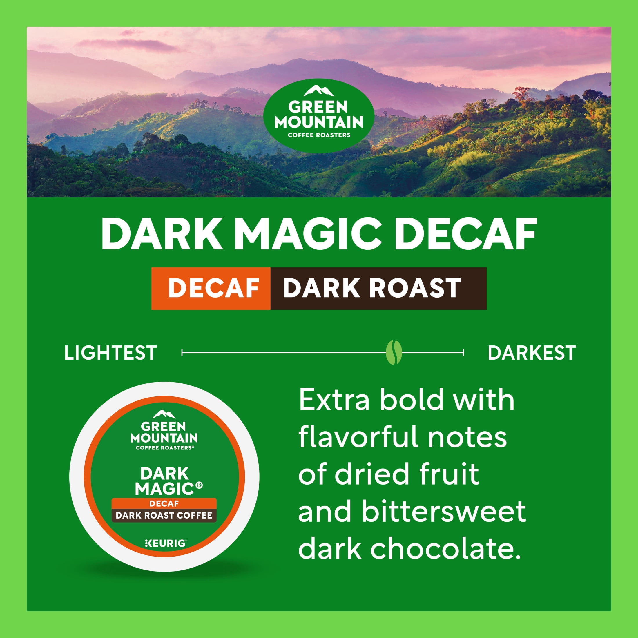 Green Mountain Coffee Roasters, Decaf Dark Magic Dark Roast K-Cup Coffee Pods, 24 Count