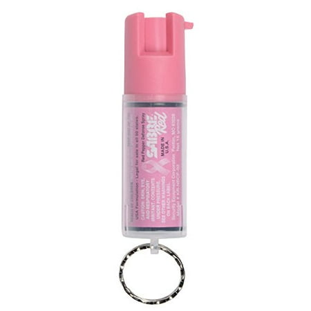 SABRE Red Pepper Spray, Police Strength, Pink Key Ring with 25 Bursts (Up to 5x Other Brands) & 10' (3m) Range