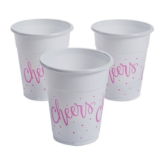 Cheers Disposable Plastic Cups, Party Supplies, Wedding, 50 Pieces