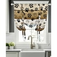 thumbnail image 5 of Brown Dog Paw Print Tie Up Curtains for Window, Thermal Insulated Balloon Shade Adjustable Rod Pocket Curtains Valance Panels for Kitchen Bathroom Cafe 52 x 45 Vintage Farmhouse Wooden Grain, 5 of 6