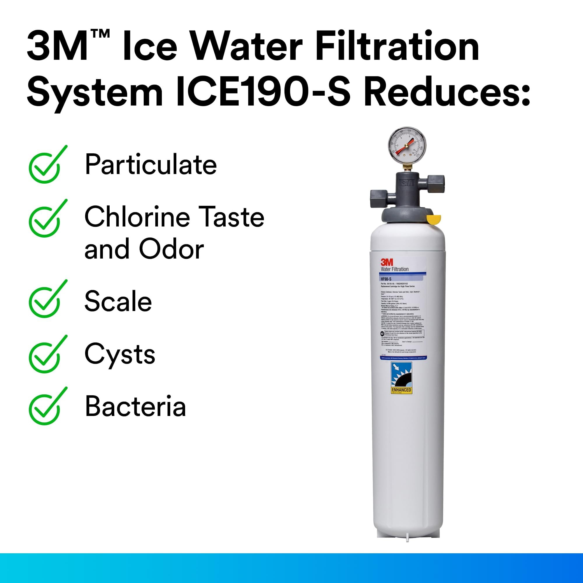 3m Filtration Water Filter System,0.2 micron,23 5/8" H 5616403