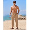 thumbnail image 3 of COOFANDY Mens Linen Pants Casual Lightweight Crooped Pants Yoga Beach Summer Trouser with Pockets, 3 of 6