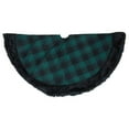 thumbnail image 3 of Northlight 48" Green and Black Plaid Christmas Tree Skirt with Faux Fur, 3 of 5