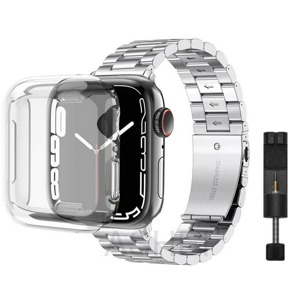 Stainless Steel iWatch Strap Band with Clear Protective Cover for Apple