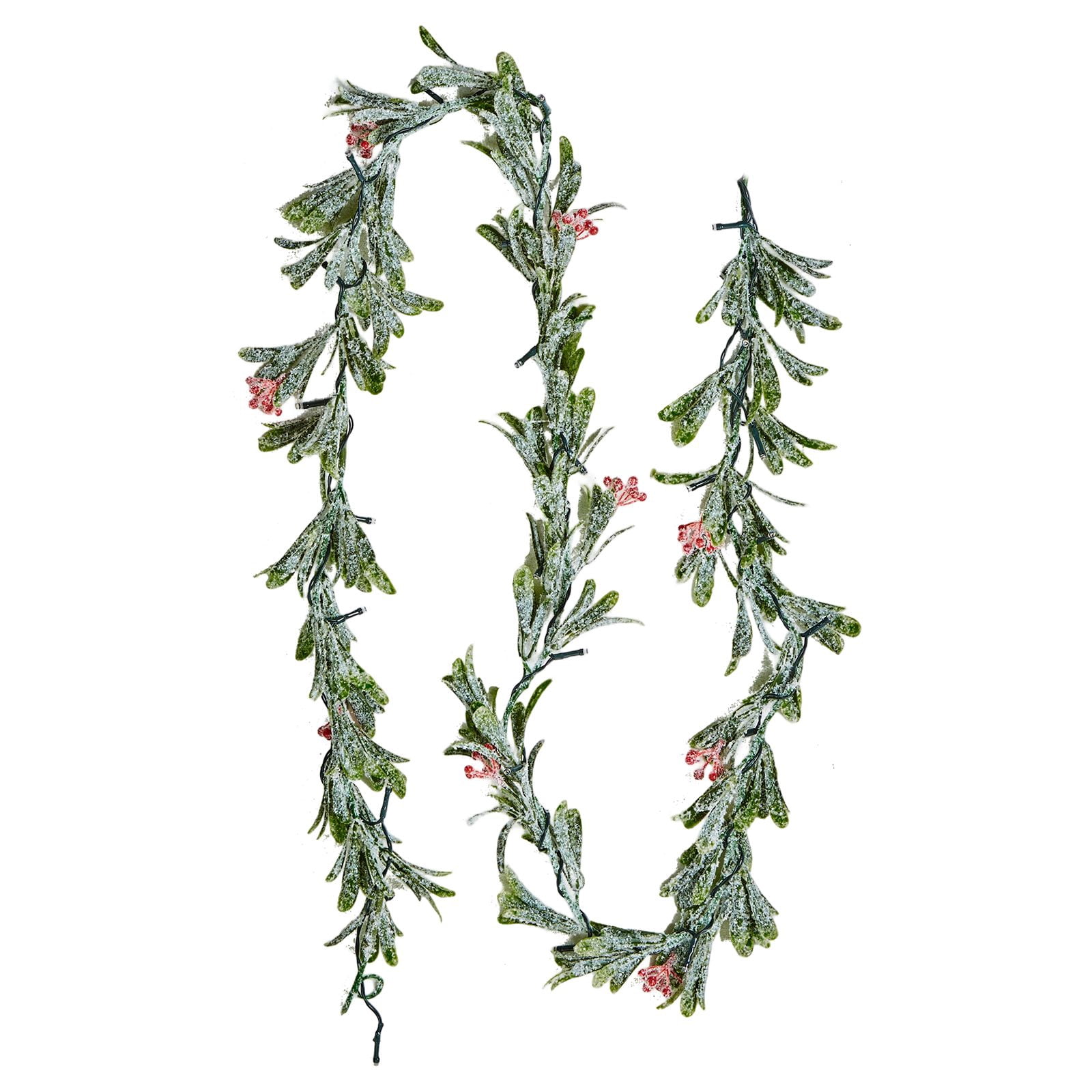 6.6ft LED Christmas Garland, Realistic Olive Vines Red Berries, Full Fluffy Artificial Greenery for Mantle Stair Fireplace Holiday Decor