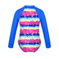 thumbnail image 2 of Lejafay Girls Kids One Piece Rash Guard Sun Protection Swimsuit Long Sleeve Surfing Swimwear Rainbow Starfish 14, 2 of 3