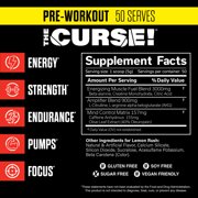 JNX Sports® The Curse Pre Workout Powder Lemon Rush Pre Workout Mix for Energy and Focus, 50 Serves