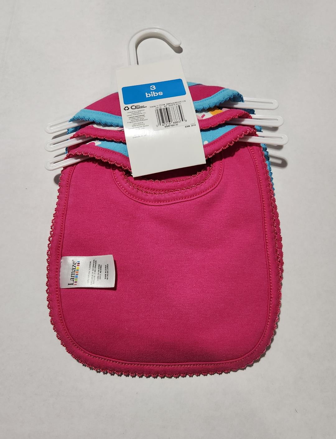 Lamaze Premium Pink and Blue Baby Feeding Bibs - Set of 3