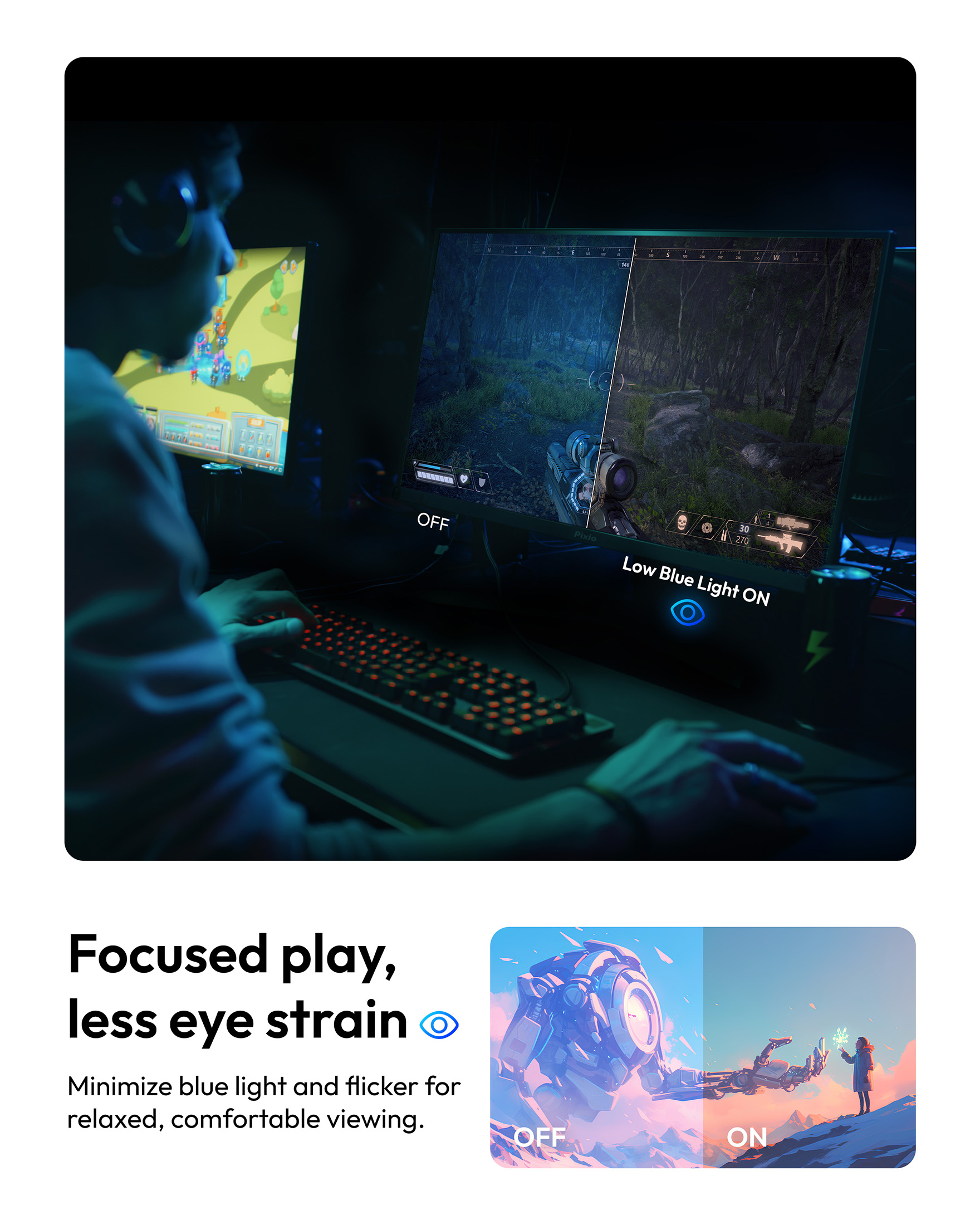 Pixio PXC248 Wave 24 inch 200Hz Refresh Rate FHD 1080p Resolution 1500R Curve Fast VA Panel 1ms GTG Response Time Adaptive Sync HDR Curved Gaming Monitor