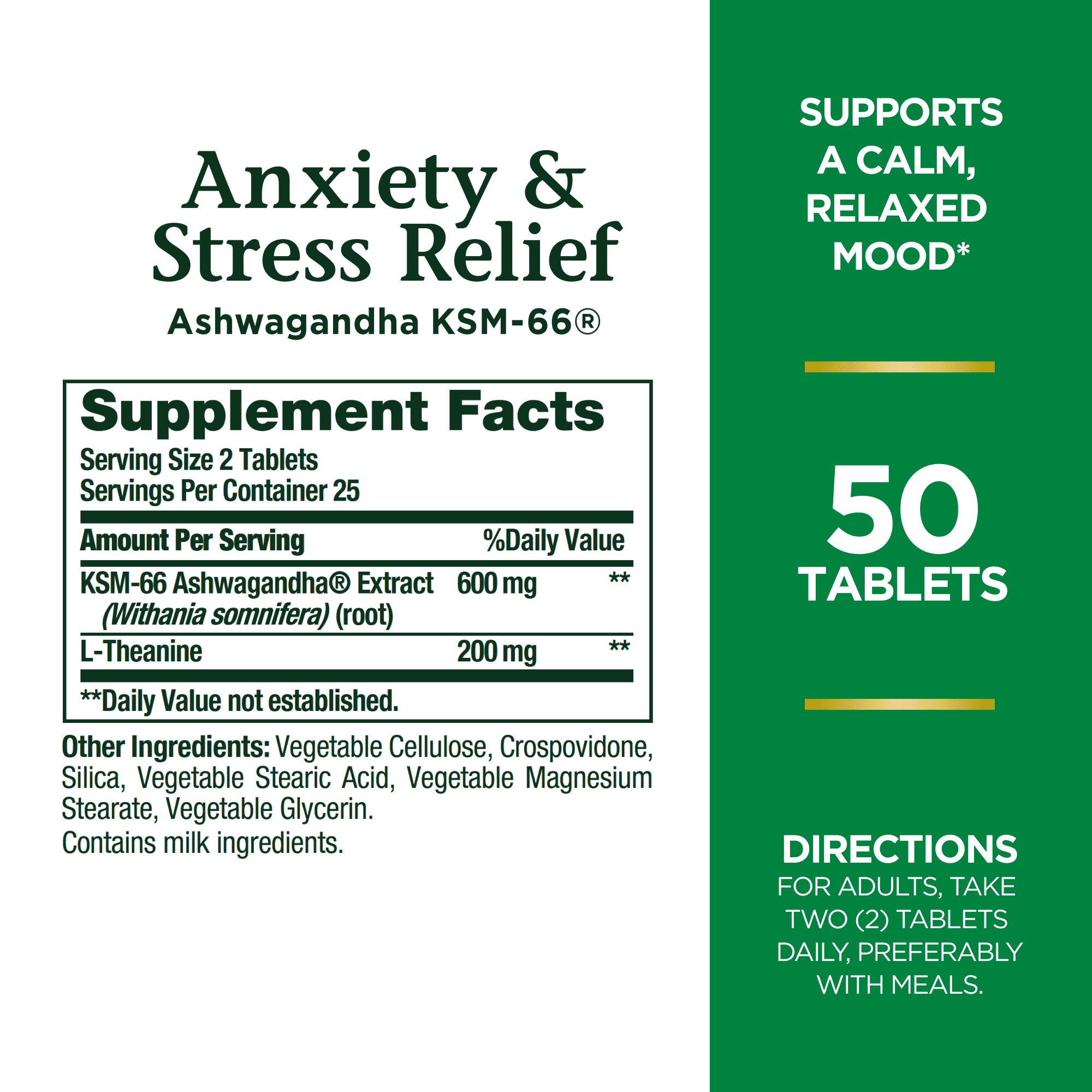Nature’s Bounty Anxiety & Stress Relief  Supplement, Ashwagandha KSM 66 , 50 Ct - image 3 of 8