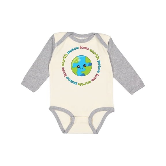 Inktastic Peace Love Earth Boys or Girls Long Sleeve Baby Bodysuit