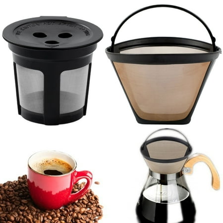 

Pnellth Coffee Filter Cup with Top Design Reusable Food grade Detachable Fine Mesh Coffee Filter for Ninja Dual Brew Pro